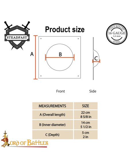 Umbo carré en acier noirci pour...