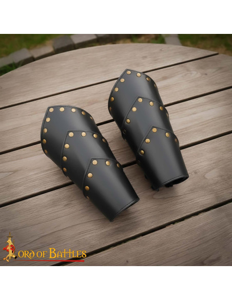 Bracelets médiévaux en cuir noir,...