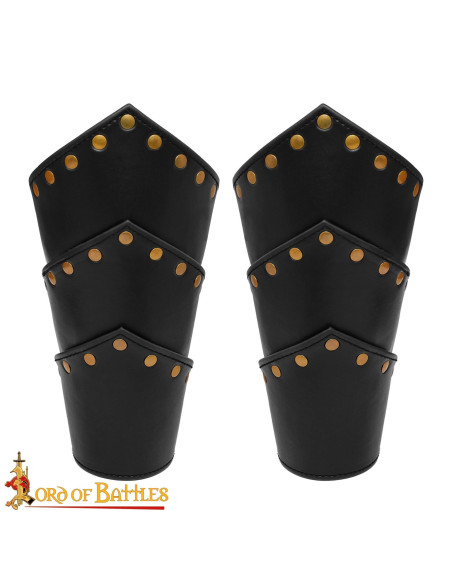 Bracelets médiévaux en cuir noir,...