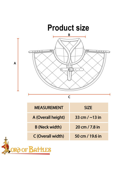 Gorge medieval rembourré en coton,...