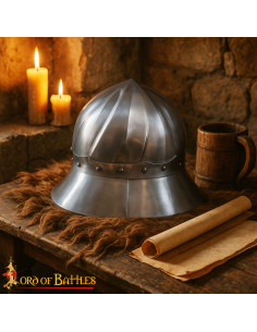 Casque médiéval Burgonde du XVe siècle, avec doublure en...