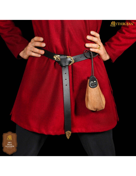 Sac en daim avec cordon, couleur beige