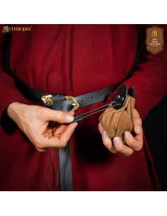 Sac en daim avec cordon, couleur beige 2