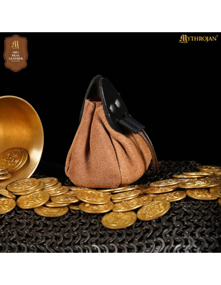 Sac en daim avec cordon, couleur beige