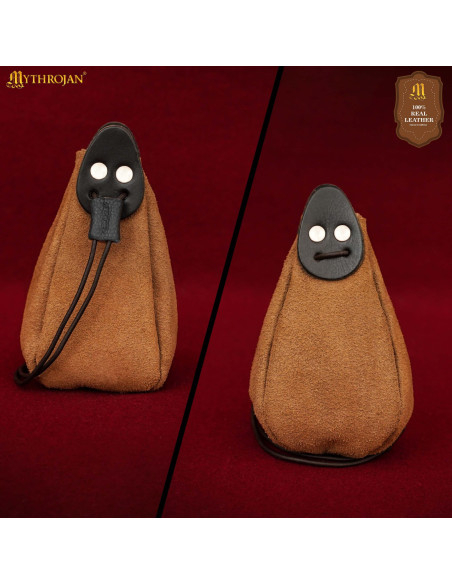 Sac en daim avec cordon, couleur beige