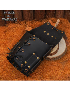 Epaulières médiévales en cuir noir modèle Bohemond 2