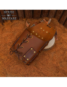 Épaulières médiévales en cuir marron modèle Bohemond 2