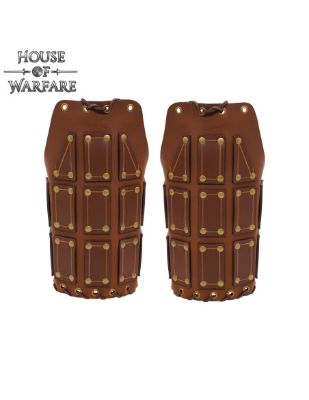 Épaulières médiévales en cuir marron...