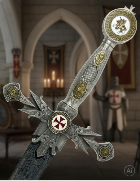 Épée templière décorée