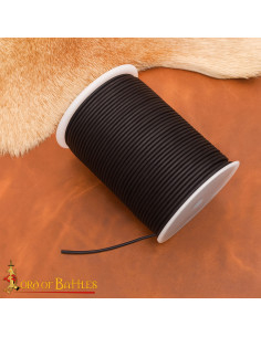 Bobine de cordon en cuir véritable noir, 100 mètres