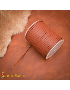 Bobine de cordon en cuir véritable marron clair, 50 mètres