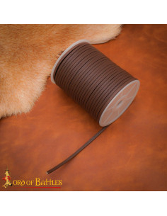Bobine de cordon en cuir véritable marron foncé, 50 mètres