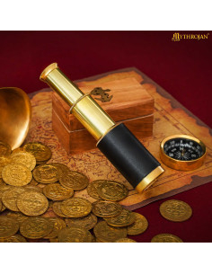 Telescope de pirate en laiton avec boîte en bois (15 cm) 2