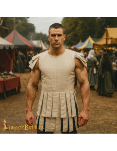Gilet romain matelassé en coton, couleur blanc naturel