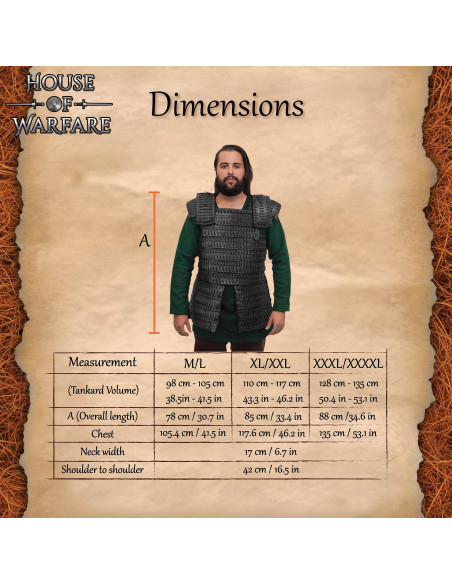 Armure viking lamellaire en cuir noir...