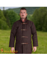 Gambeson médiéval marron à trois couches, manches amovibles