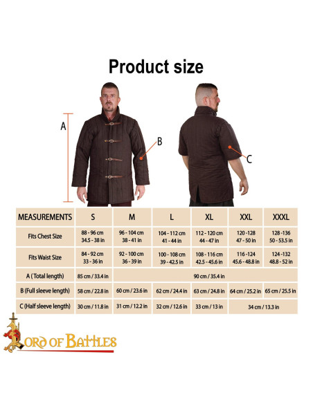 Gambeson médiéval marron à trois...