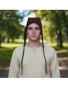 Crespina médiévale paysan en daim, marron foncé 2