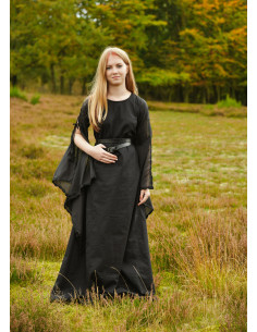 Robe médiévale Ingrid avec lacets dans le dos, couleur noire