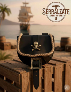 Sac de pirate avec crâne pour ceinture, noir