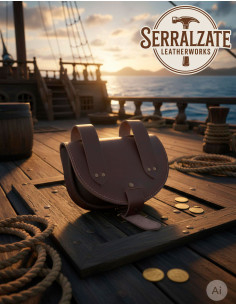 Sac de pirate avec crâne pour ceinture, marron 2