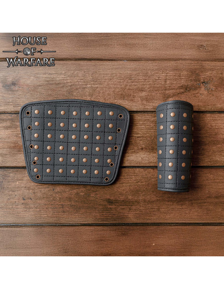 Bracelets médiévaux en cuir noir,...