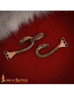 Fermeture de cape celtique en bronze vieilli, modèle dragons