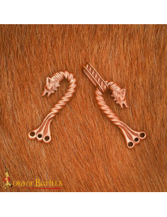 Fermeture de cape viking design loups en bronze 2