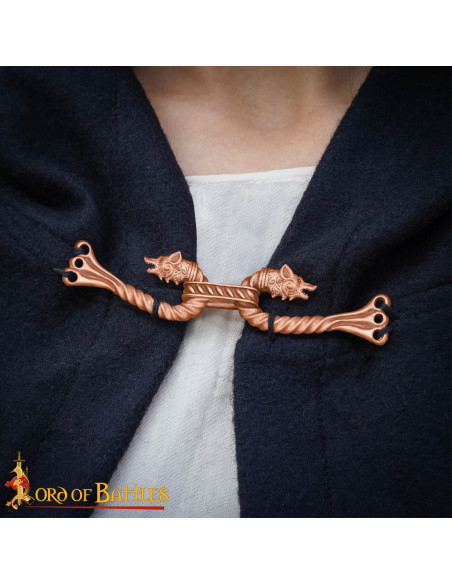Fermeture de cape viking design loups...