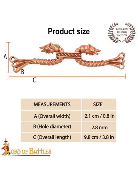 Fermeture de cape viking design loups...