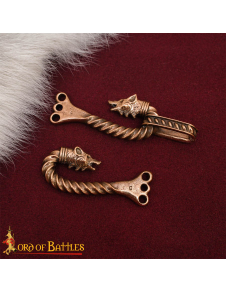 Fermeture de cape viking design loups...
