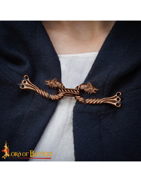 Fermeture de cape viking design loups...