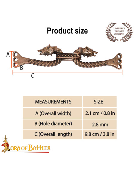 Fermeture de cape viking design loups...