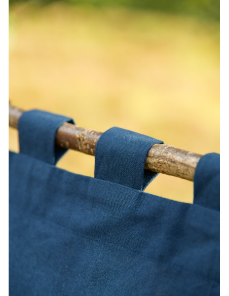 Bannière médiévale à rayures, bleu-jaune