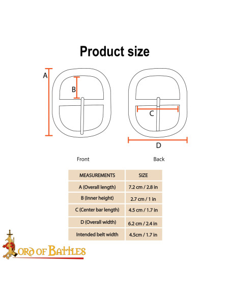Boucle médiévale ovale en laiton vieilli