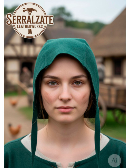 Capeline médiévale en cuir modèle...