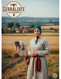 Capeline médiévale en cuir modèle Lope, couleur bouteille... 2