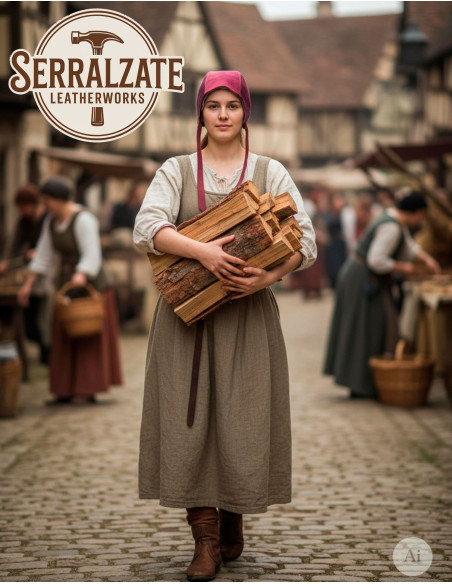 Capeline médiévale en cuir modèle...