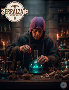 Capeline médiévale en cuir modèle Lope, couleur pourpre 2