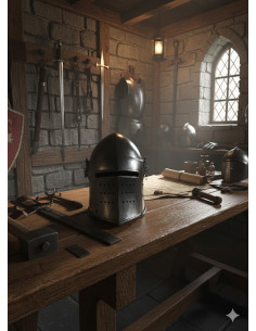 Casque de chevalier noir avec visière amovible et...