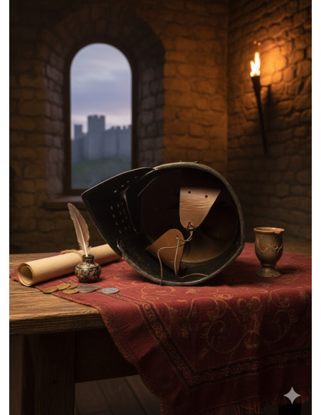 Casque de chevalier noir avec visière...