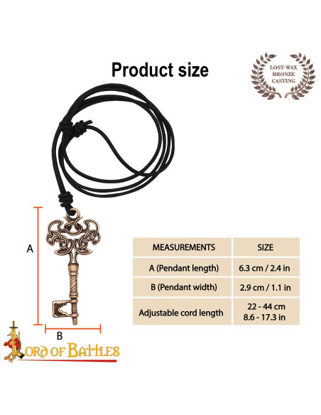 Pendentif de clé viking en bronze,...