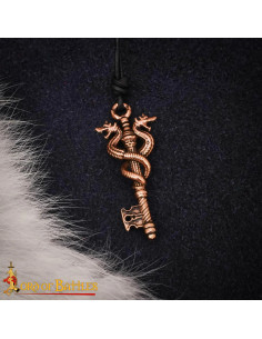 Pendentif clé dragon bronze pouvoir caché