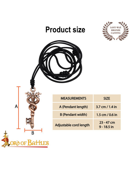 Pendentif clé dragon bronze pouvoir...