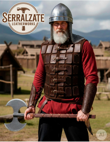 Cuir de guerrier viking marron