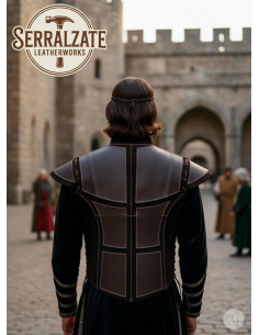 Jubón médiéval en cuir authentique fait main, marron foncé 2