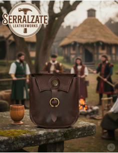 Sac celtique fait main de garde forestier en cuir, marron