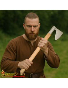 Hache historique du XIVe siècle en acier forgé de haute... 2