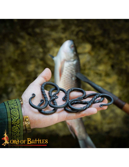 Set de 5 crochets S médiévaux en fer...