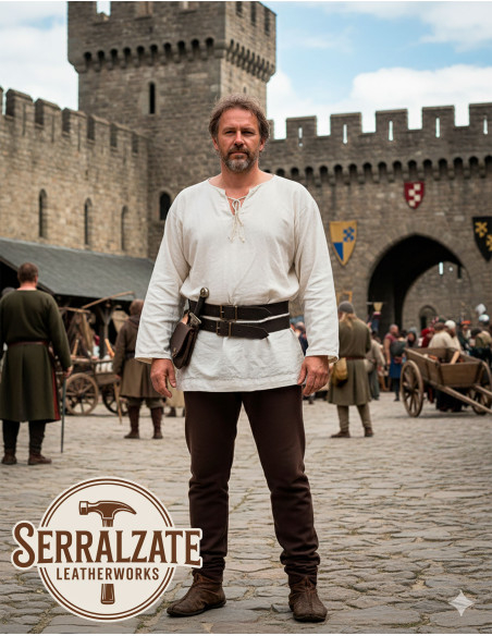 Ceinture médiévale double en cuir...